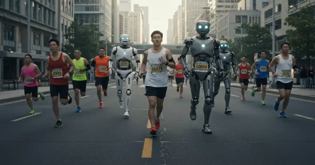 maratona humano robô china