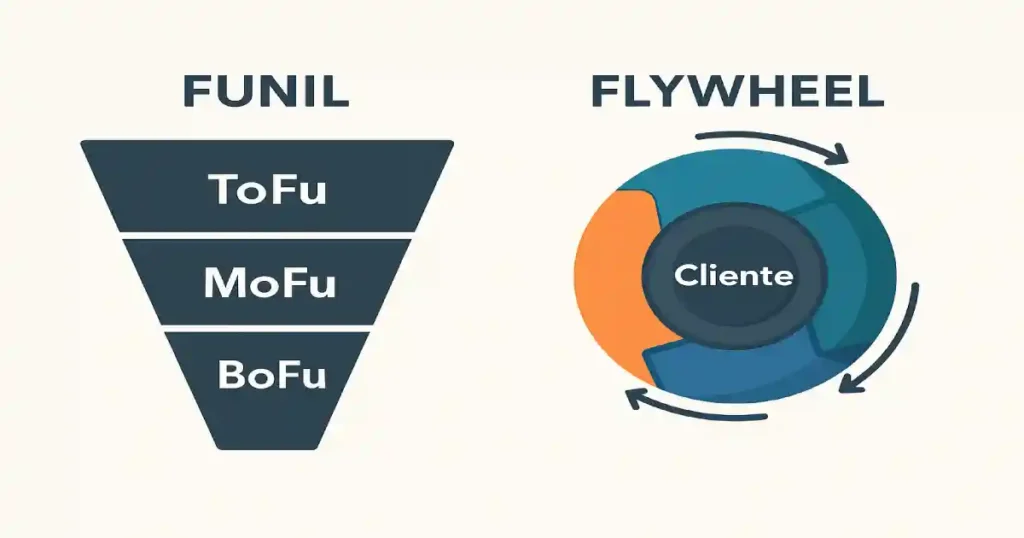 flywheel marketing vs funil de vendas